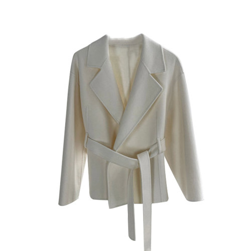 GeleiStory/GeleiStory澳洲羊毛翻领大衣女气质感系带女生外套中长款女士大衣