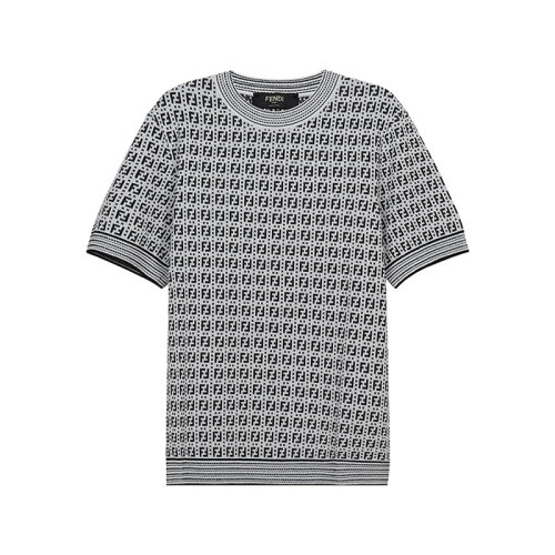 FENDI/芬迪 2021款 男士针织衫/毛衣 男士粘胶纤维/混纺圆领短袖针织衫套头衫 FZY426 AF59