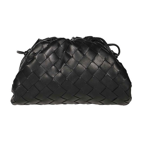 Bottega Veneta/葆蝶家  宝缇嘉女包 女士黑色皮质经典时尚编织云朵包手拿包 585852VCPP18803