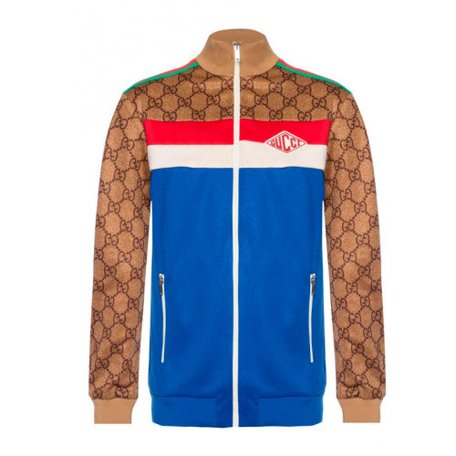 GUCCI/古驰  女装 服装 蓝色棕色拼接拉链 女士夹克外套 526524X9V99