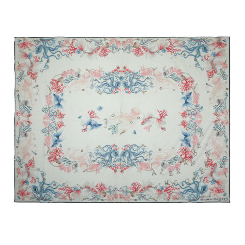 Alexander McQueen/亚历山大麦昆22春夏棉质桑蚕丝女士围巾6849973624Q