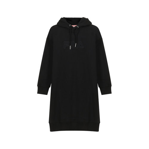 FILA/斐乐 女士棉质加绒款连帽长袖卫衣裙连衣裙 687933