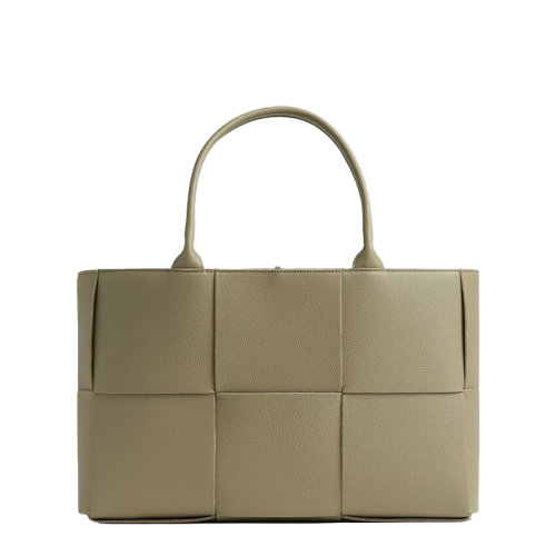 Bottega Veneta/葆蝶家 22新款 女士中号咖色粒面小牛皮饰有Intreccio图案金色饰面拆卸肩带单肩包609175VCP111520