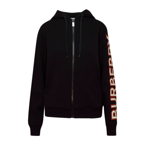 BURBERRY/博柏利 女士 服装  黑色棉质字母logo装饰外套连帽卫衣 女卫衣
