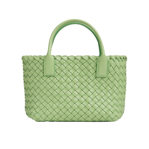 Bottega Veneta/葆蝶家 22新款 女士开心果绿mini羊皮Intrecci编织手提单肩斜挎包709464V1OW13840