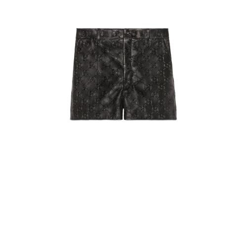  GUCCI古驰 22年秋冬 女士 GG印花压纹皮革短裤 678573 XNAPN 1000