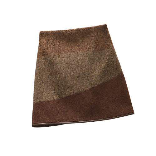 HERMES/爱马仕 22年秋冬新款 女士洛登绿色羊绒混纺图案迷你裙短裙H2H0307DD4P36