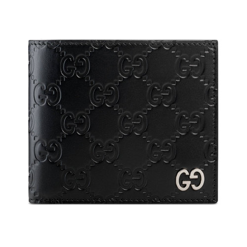 GUCCI/古驰 男士双G黑色Gucci签名压花皮革钱包 473922CWC1N1000