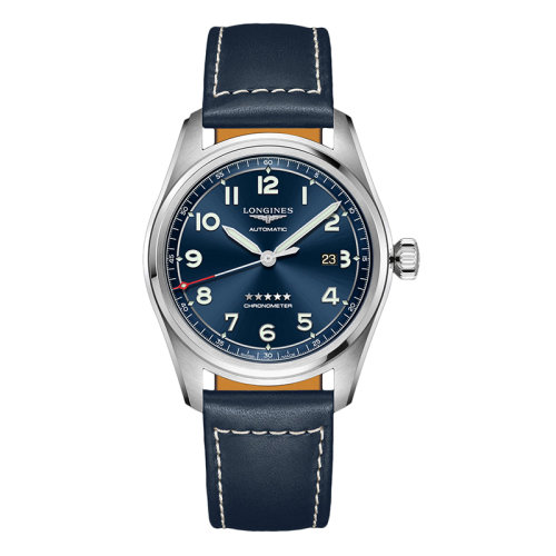 LONGINES/浪琴 先行者系列 男士阳光蓝自动机械精钢表壳和小牛皮表带腕表42毫米L3.811.4.93.0