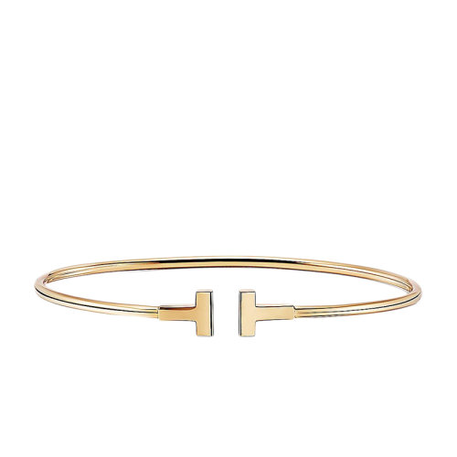 Tiffany & Co./蒂芙尼 经典Tiffany T系列 18K金黄金T形图案Wire窄式手镯GRP07791