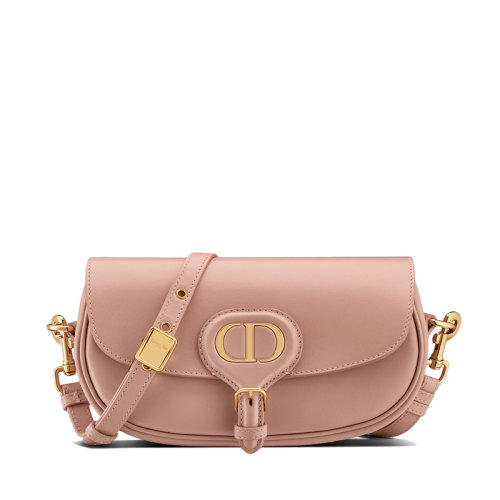 预定一个月 DIOR/迪奥  BOBBY EAST-WEST系列 女士玫瑰粉色光面小牛皮翻盖斜挎单肩手拿包M9327UMOL_M49P