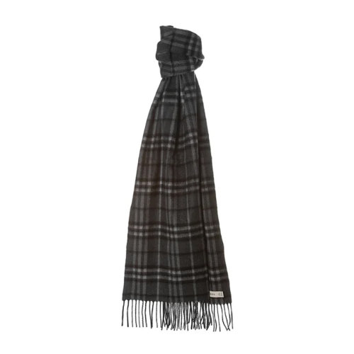 BURBERRY/博柏利 男女同款 中性炭色格纹羊绒时尚保暖围巾围脖3641956