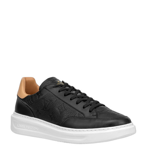 Louis Vuitton/路易威登 22年早春新款 BEVERLY HILLS系列 男士黑色压纹粒面小牛皮老花压纹运动鞋1A8V3X