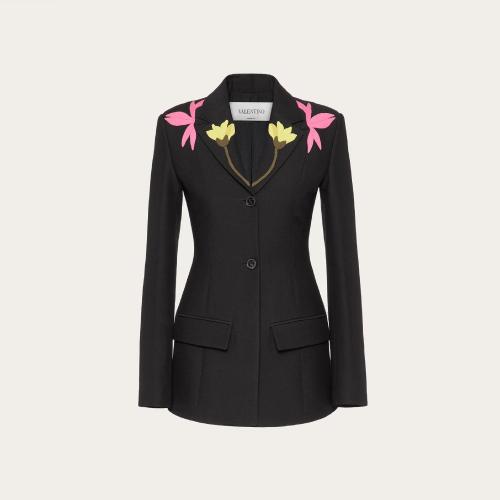  VALENTINO华伦天奴 22年秋冬 女士 夹克 BLAZER EN CREPE COUTURE BRODé XB3CE2Q71CFK92