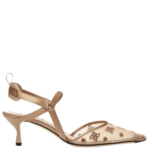 FENDI/芬迪      女士米色网眼FF Karligraphy中跟露跟鞋8J8243AHH5F1FZJ