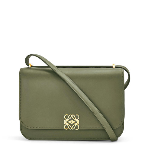 LOEWE/罗意威 20  Goya系列 女士鳄梨绿真丝小牛皮金属徽标磁扣单肩斜挎包0010594257