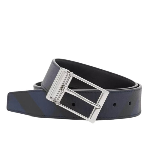 BURBERRY/博柏利新款 男士海军蓝/蓝色双面两用London格纹拼皮革腰带35毫米80401901
