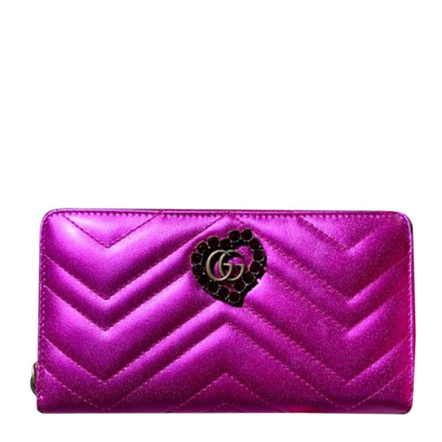 GUCCI/古驰粉红色皮质女士钱包    ay