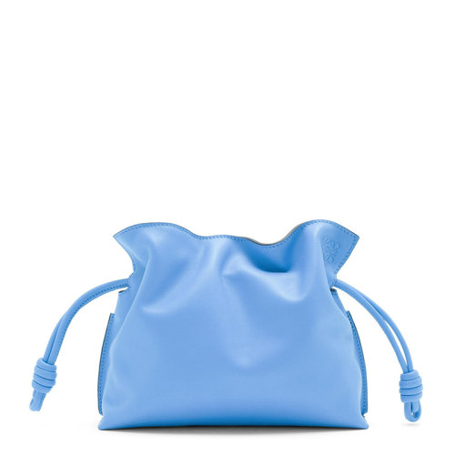LOEWE/罗意威 22春夏新款Flamenco系列 女士神圣蓝纳帕牛皮革徽标压印配可拆卸肩带抽绳开合单肩斜挎手拿包0010701761