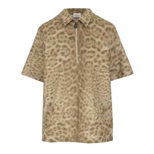 BURBERRY/博柏利 19年春夏 豹纹 女性 复古 翻领 豹纹 女士短袖衬衫 4560515