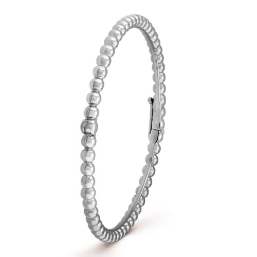 Van Cleef & Arpels/梵克雅宝 经典 Perlée系列 18K金白金圆珠中号手镯VCARO7A900