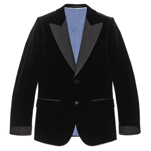 GUCCI/古驰 男士黑色天鹅绒西装外套575454Z495F1000