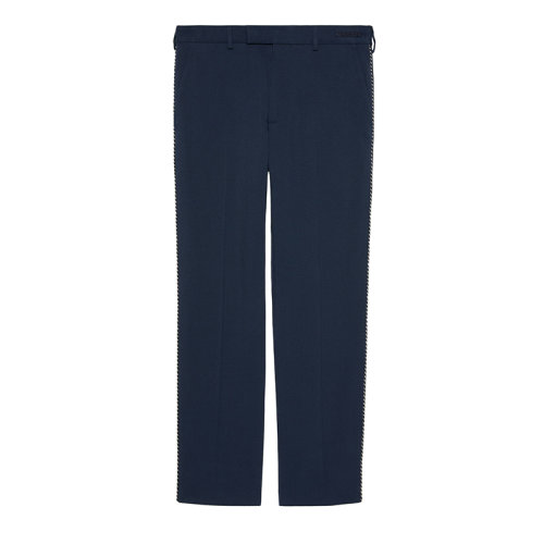 GUCCI/古驰 22年春夏新款 男士深蓝色纯棉饰刺绣细节长裤692934ZABK24433