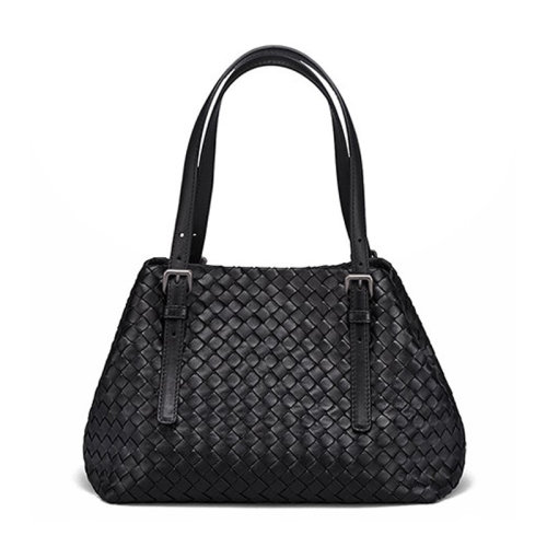 Bottega Veneta/葆蝶家 女士黑色羊皮双手提编织单肩包手提包购物袋女包 481709-V0016-8175