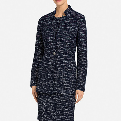 St.John/盛蔷女士藏青色浮针立领女士夹克K6100R2