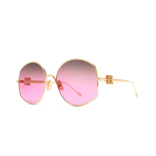 LOEWE/罗意威 22年春夏新款 女士粉色镜片金色金属镜框太阳镜墨镜G832270X02-7225