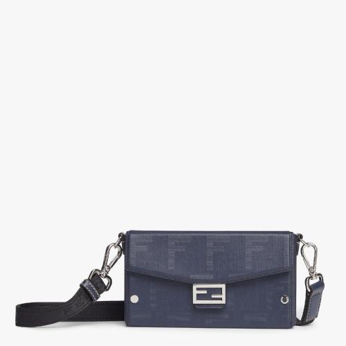  FENDI芬迪 22年秋冬 男士 单肩包 蓝色皮革手袋 7AS139AJF4F19L1