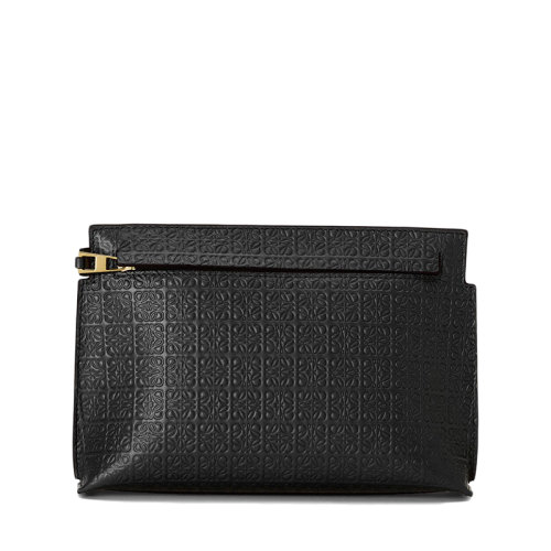 LOEWE/罗意威 22春夏新款Repeat T系列 女士迷你黑色徽标压纹小牛皮拉链手拿包0010642353