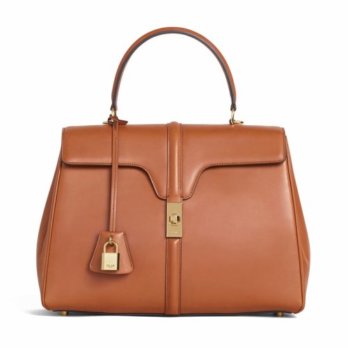 CELINE/赛琳19秋冬新款女士中号焦糖色牛皮光面单肩手提包 187373BF9.04LU