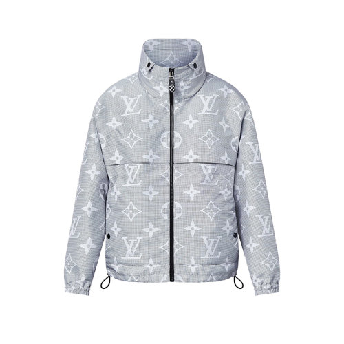 Louis Vuitton/路易威登 22年秋冬新款 女士灰色聚酯纤维面料老花图案反色派克大衣外套1AAK33