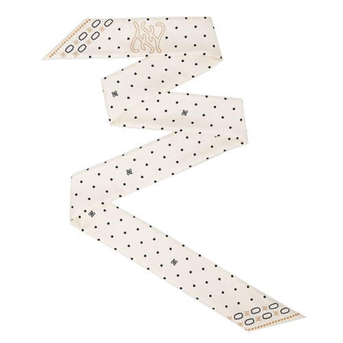 FENDI/芬迪 女士白色真丝圆点花纹和FF Karligraphy图案丝巾FXT011AHSOF1ENO