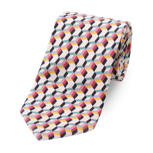 PRADA/普拉达 桑蚕丝黄色印花男士领带