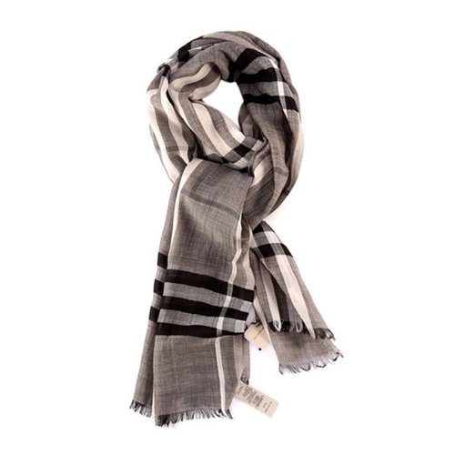 BURBERRY/博柏利 男女通用 中性炭灰色格子羊绒围巾围脖 3743234