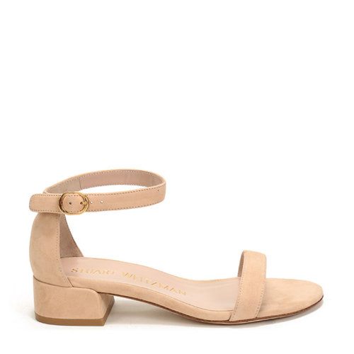 Stuart Weitzman/斯图尔特韦茨曼 女士绒面皮革一字带凉鞋中跟鞋 NUDISTJUNE