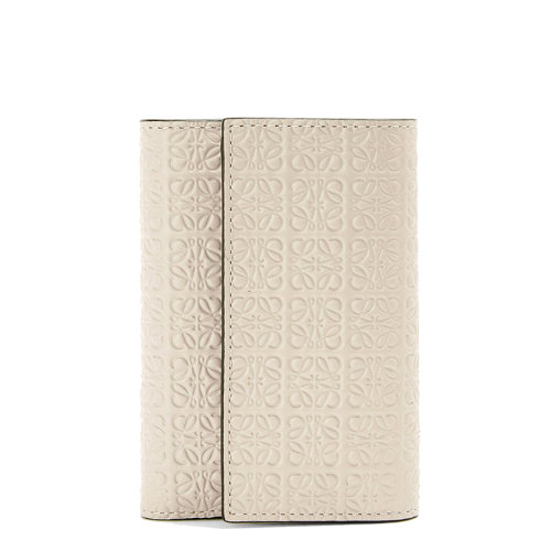 LOEWE/罗意威 Repeat系列 女士小号浅燕麦色徽标压花小牛皮竖款钱包0010642304