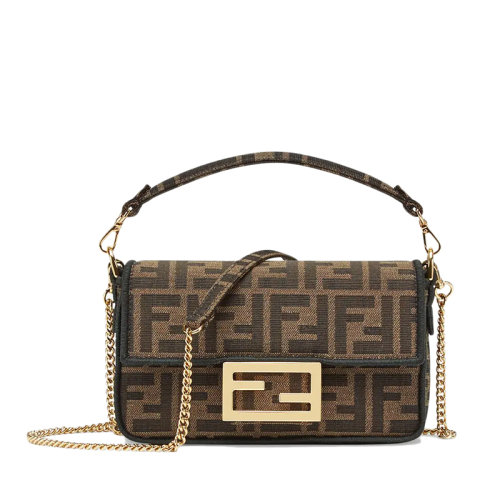 FENDI/芬迪 老花帆布链条 迷你斜挎单肩法棍包 8BS017A6V5F17U4