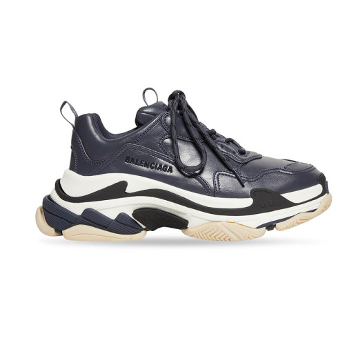 Balenciaga/巴黎世家 22年秋冬新款 男士深蓝色聚氨酯刺绣鞋面侧面压花徽标拉环双色鞋带运动鞋536737W2FAD4197