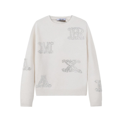 MaxMara/麦丝玛拉 【22秋冬新款】 女士山羊绒圆领长袖针织衫羊绒衫毛衣字母徽标 13660429 MIA