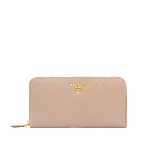 PRADA/普拉达 22春夏新款 女士皮粉色皮革金扣徽标长款拉链钱包1ML506_QWA_F0236