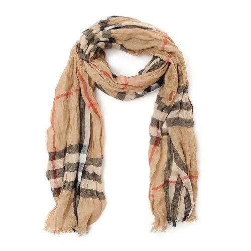 BURBERRY/博柏利 男女同款 中性HERITAGE褶皱格纹羊绒围巾围脖 3924752