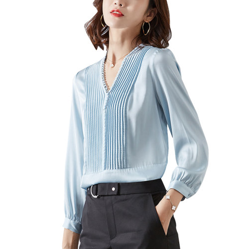 GeleiStory/GeleiStory新款真丝衬衫女V领法式小众桑蚕 女装＞女士衬衫＞女士长袖衬衫
