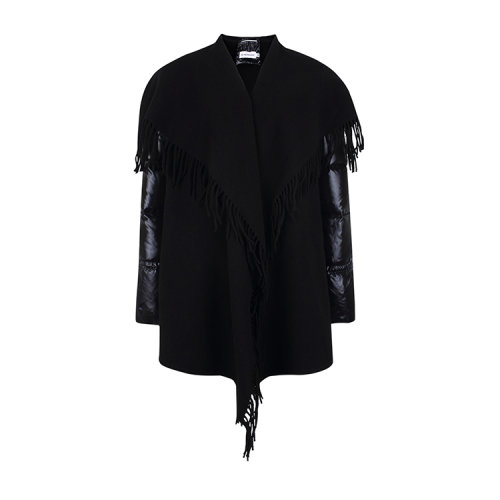Moncler/蒙克莱  盟克睐女装 女士黑色时尚流苏中长款外套秋冬羽绒服 0081885A0064999