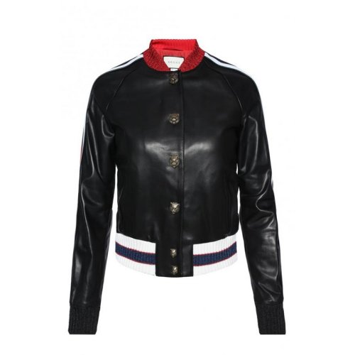  GUCCI/古驰 女士黑色羊皮革夹克 479068 XG474 1082 PLFSX