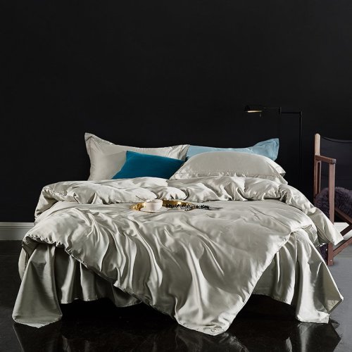 Fantti/芬缇 床上用品60支天丝纯色简约四件套被罩床罩被单枕套床盖-松石灰