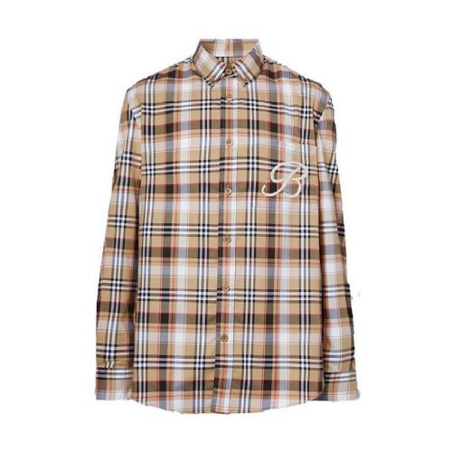  BURBERRY/博柏利 男士浅褐色棉质长袖衬衫 80368701 PLFSX
