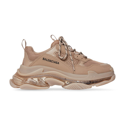 Balenciaga/巴黎世家 22年秋冬新款 Triple S Clear Sole系列 男士棕色双层泡棉网眼刺绣徽标双色鞋带减震运动鞋541624W2GA12510